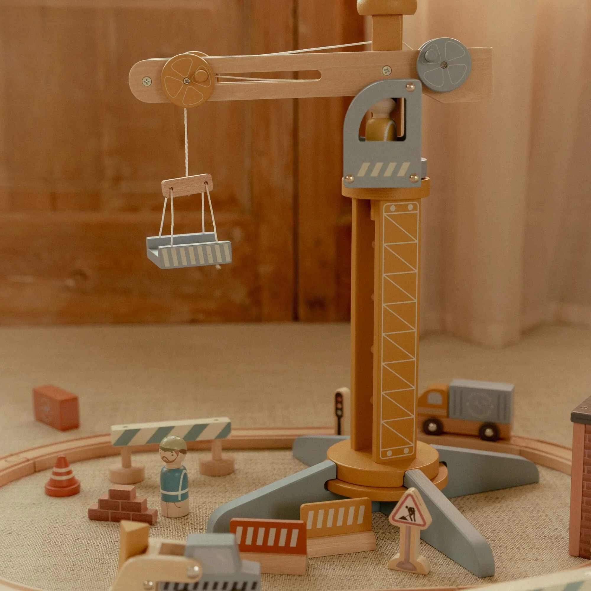 Wooden Crane and Train Track Set - Image 2